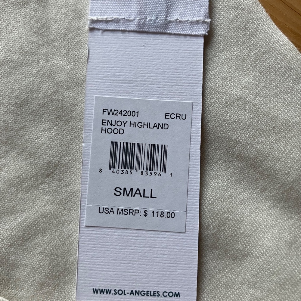 Sol Angeles Enjoy the Now highland hoodie, small NWT - Picture 3 of 6